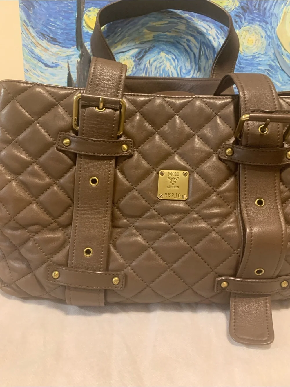 MCM Quilted Brown Leather Shoulder Bag Limited Edition - Picture 16 of 16